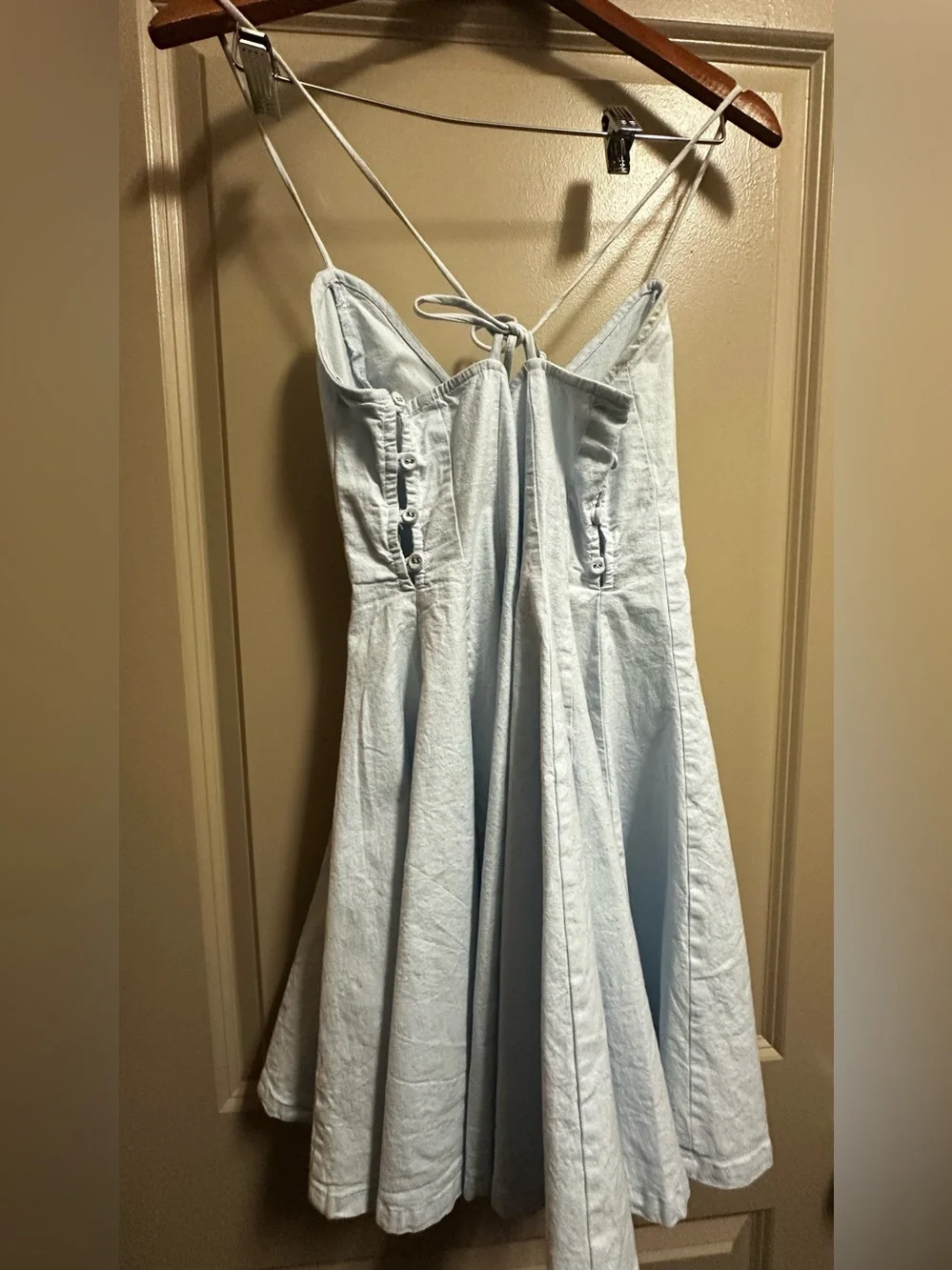 Free People Light Blue Spaghetti-Strap Casual Dress